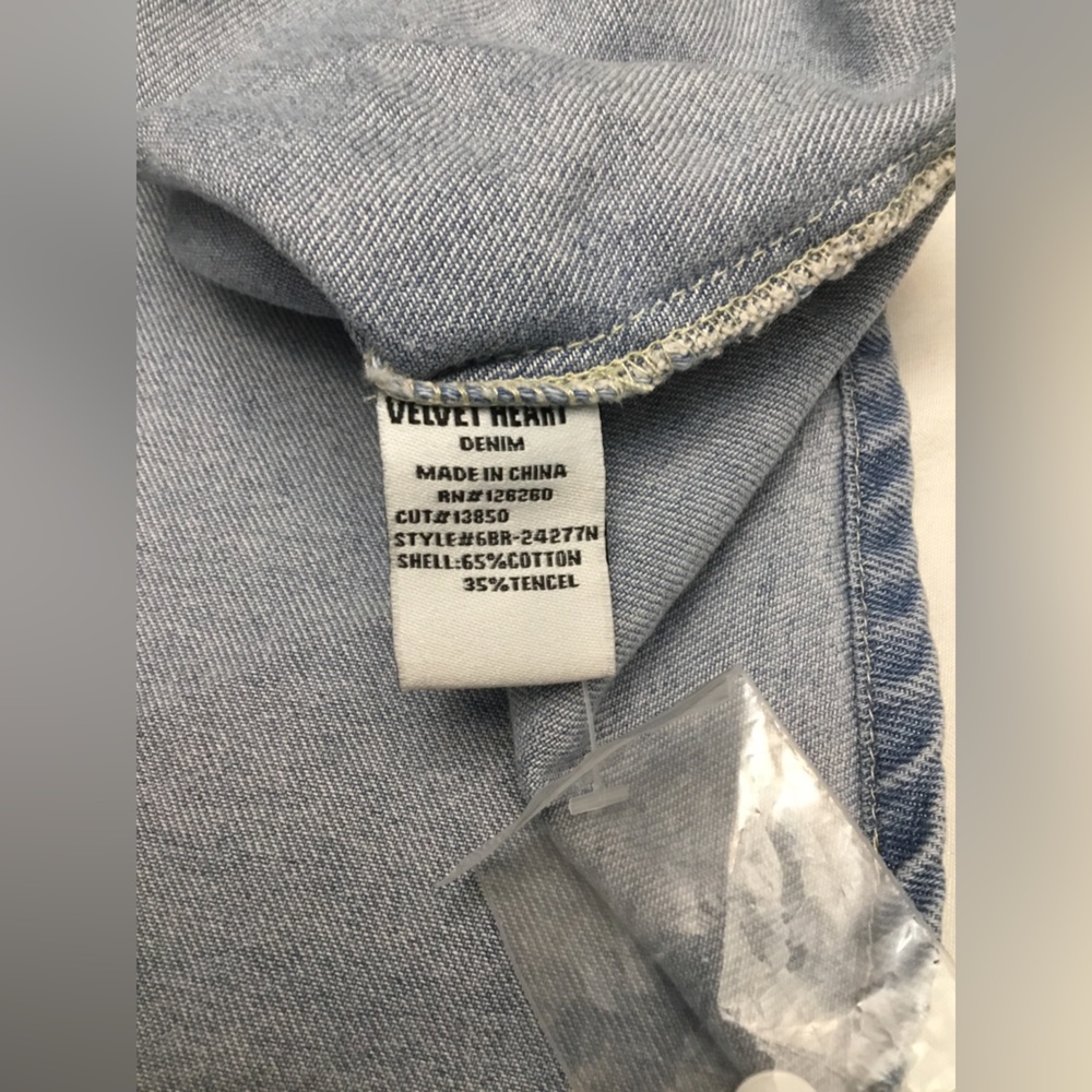 Velvet Heart Denim Shirt in Soft Blue - Picture 7 of 11